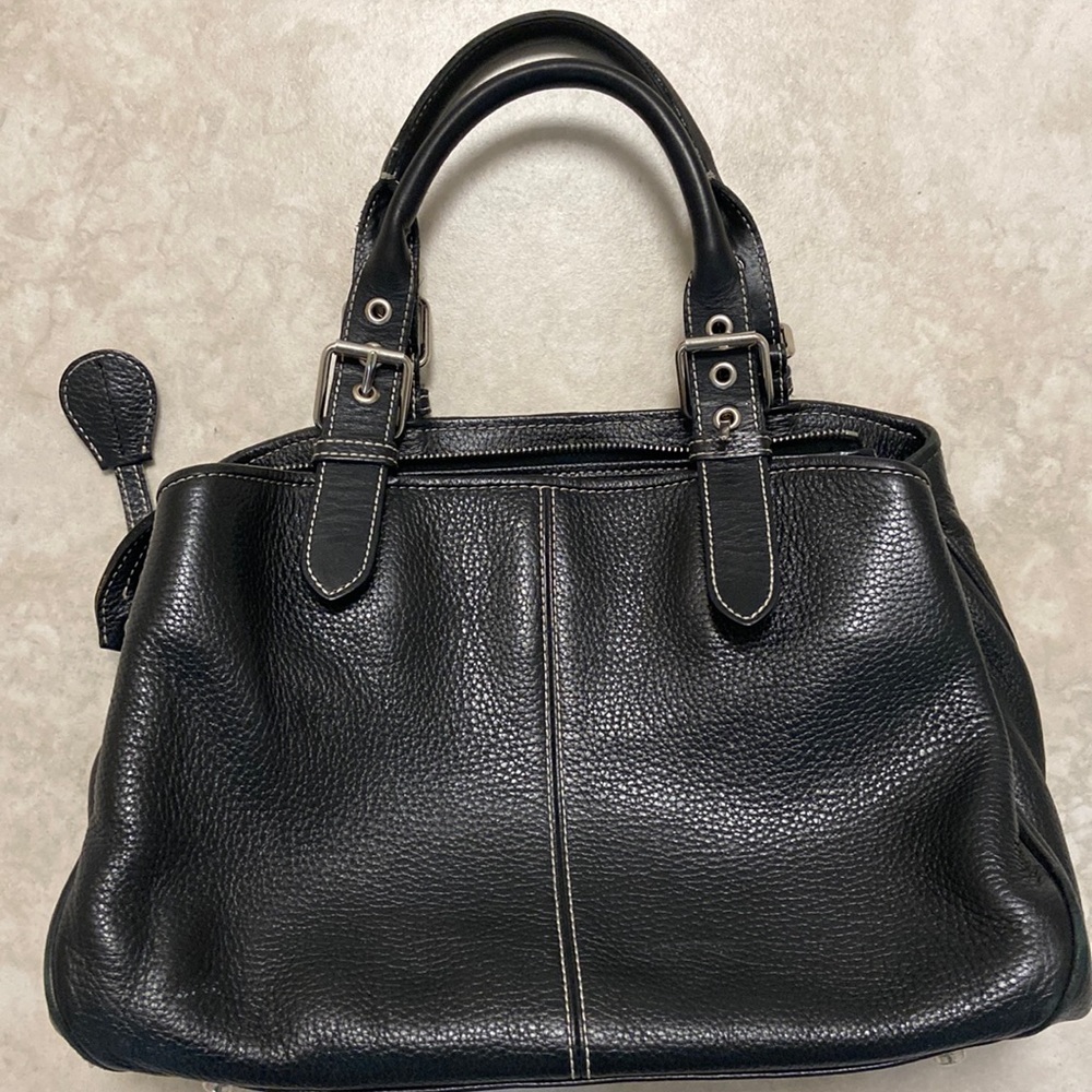 Classic Black Leather Satchel Bag - Women